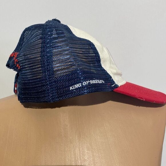 Budweiser White Anheuser Busch King Of Beers Snapback Trucker Hat Adjustable - Picture 2 of 8